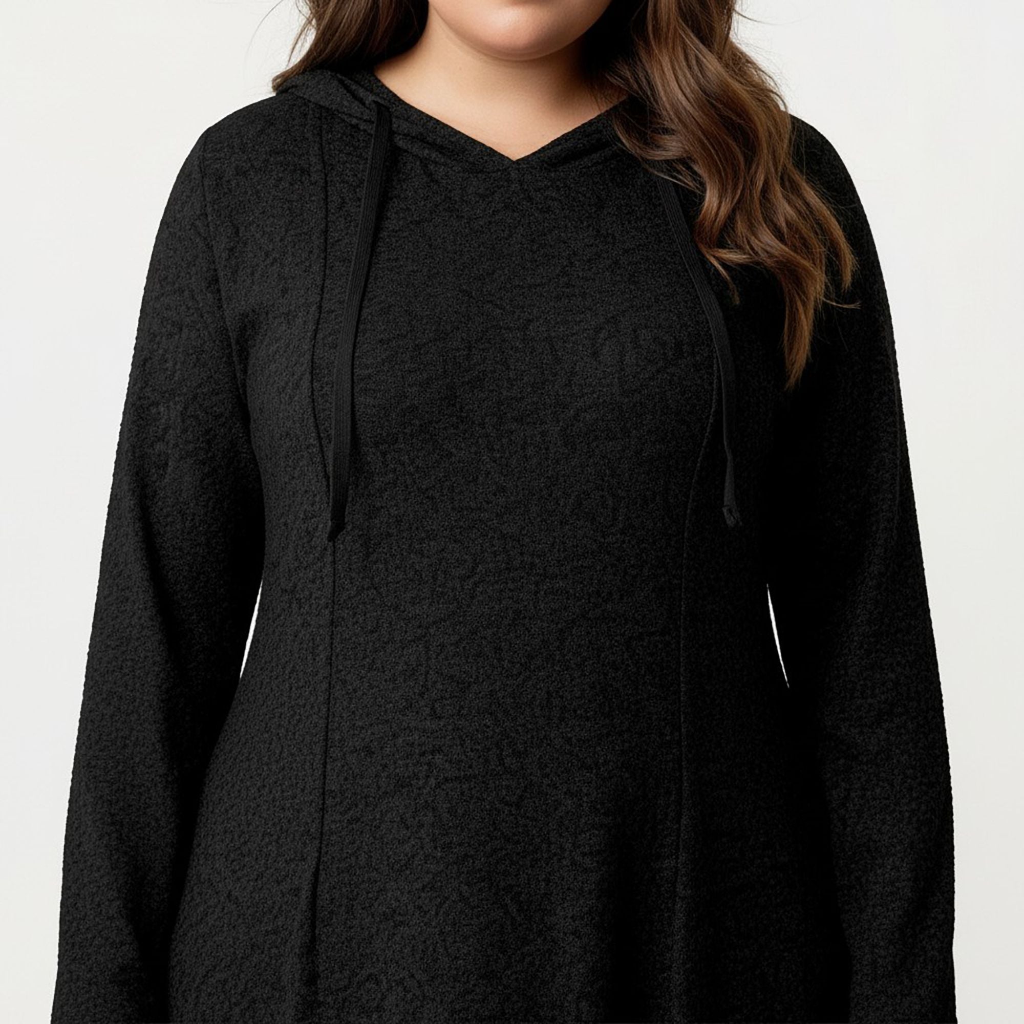 Anna-Kaci Women's Plus Size Long Sleeve Hooded Maxi Dress with Relaxed Fit Silhouette and Soft Flowy Hem