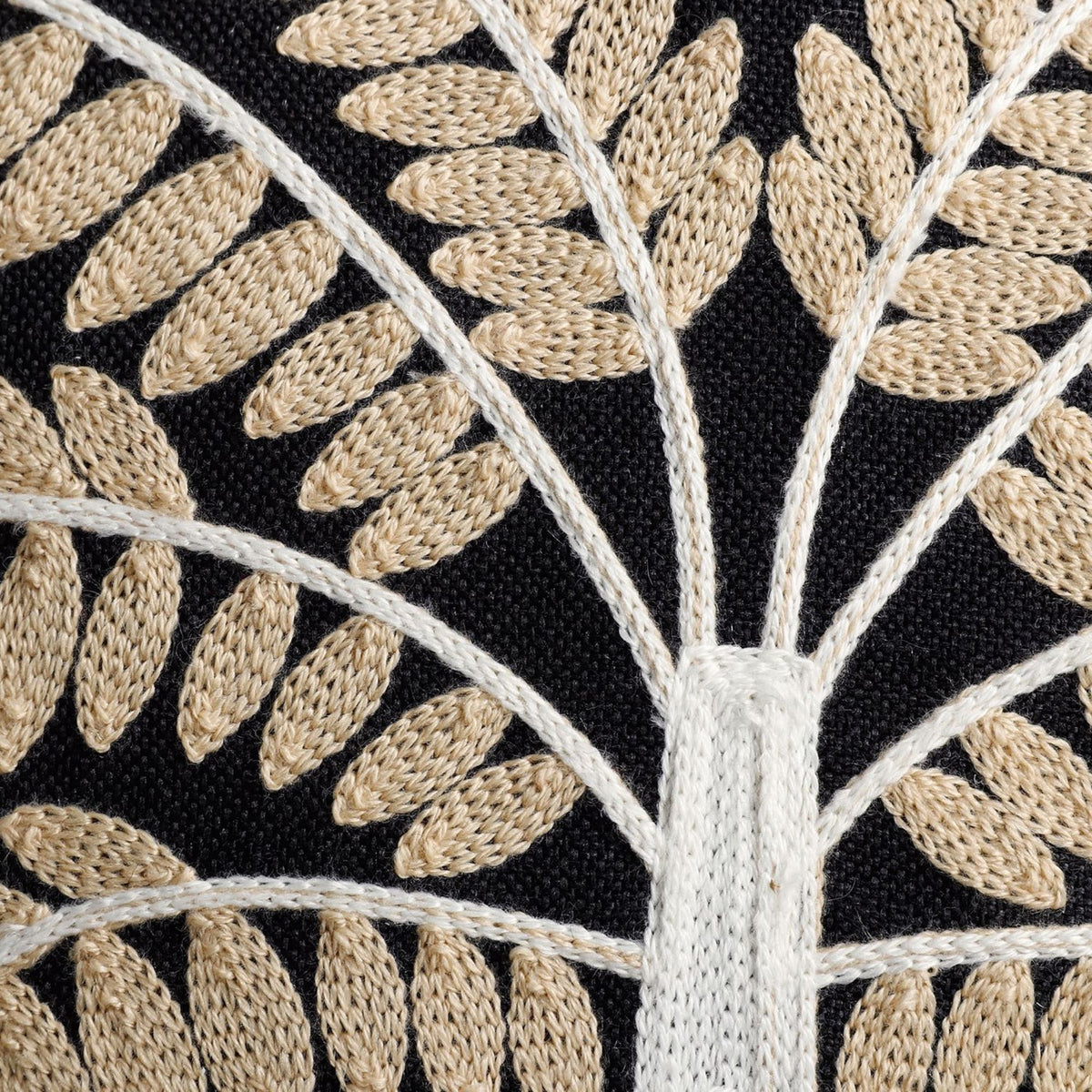Palm Tree Embroidered Throw Pillow Cover Textured Botanical Square Cushion Cover