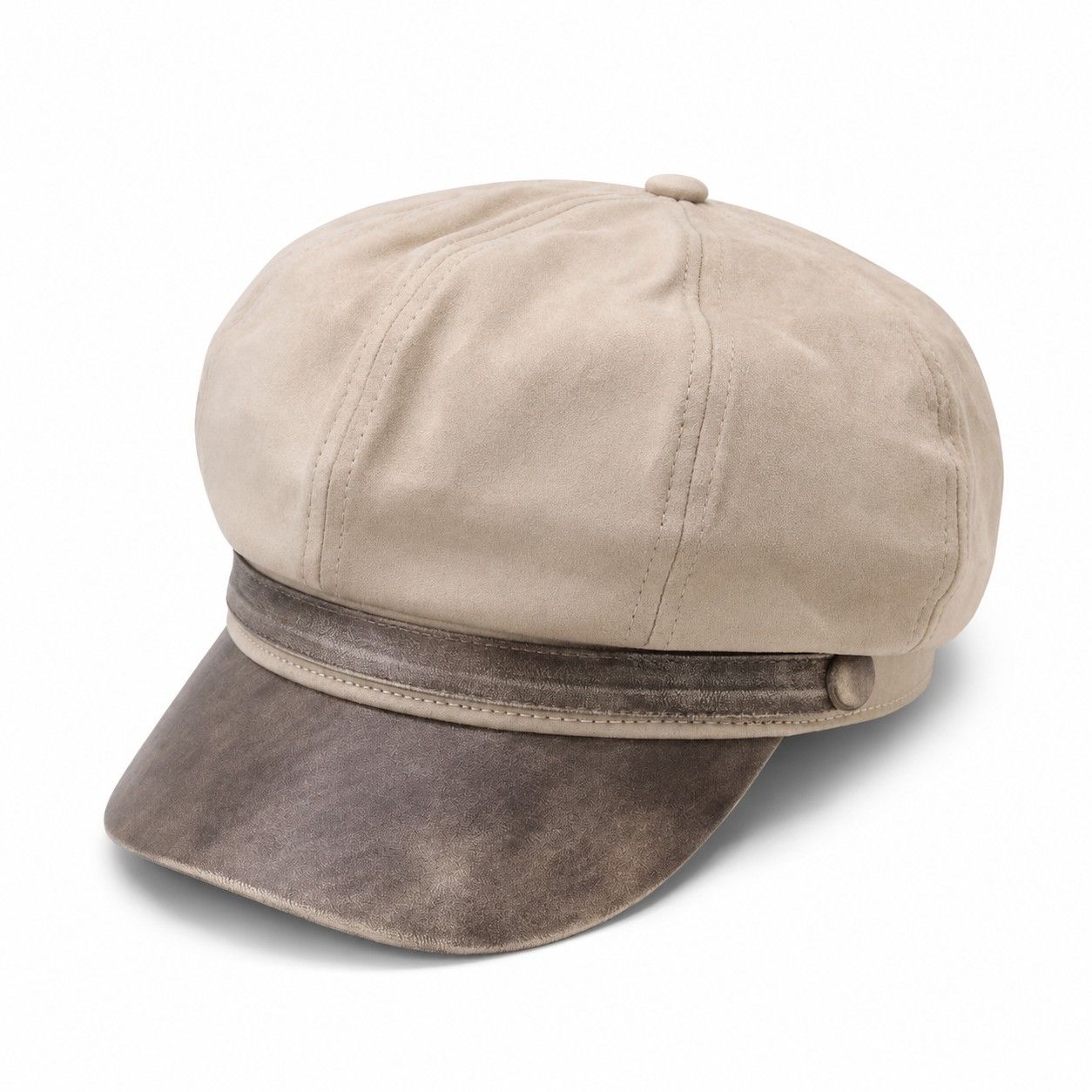 Faux Suede Newsboy Cap with Contrast Brim Vintage Baker Boy Hat