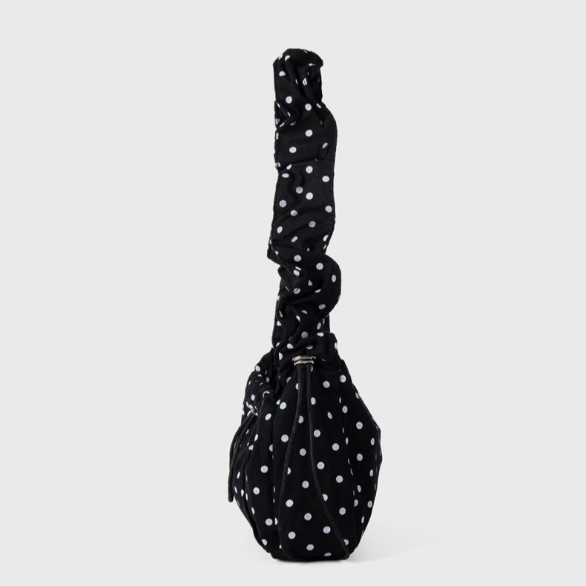 Polka Dot Cloud Shoulder Bag Ruched Drawstring Underarm Purse Sweet Ruffled Hobo Handbag