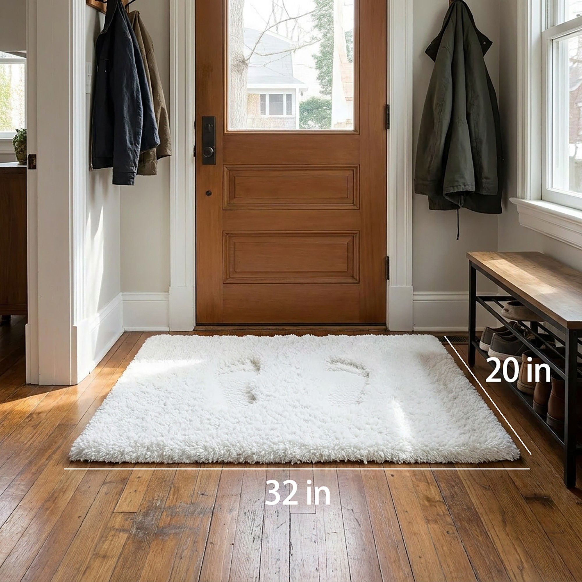Plush Shag Bath Mat with Soft Pile Texture and Non Slip Backing