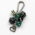 Multi Dice Charm Keychain with Heart Pendant Game Theme Bag Charm Clip Key Ring Accessory