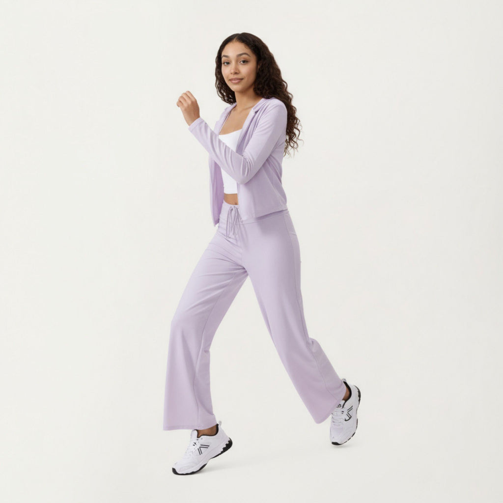 Anna-Kaci Active Women's High Waist Wide Leg Sweatpants with Drawstring Waistband