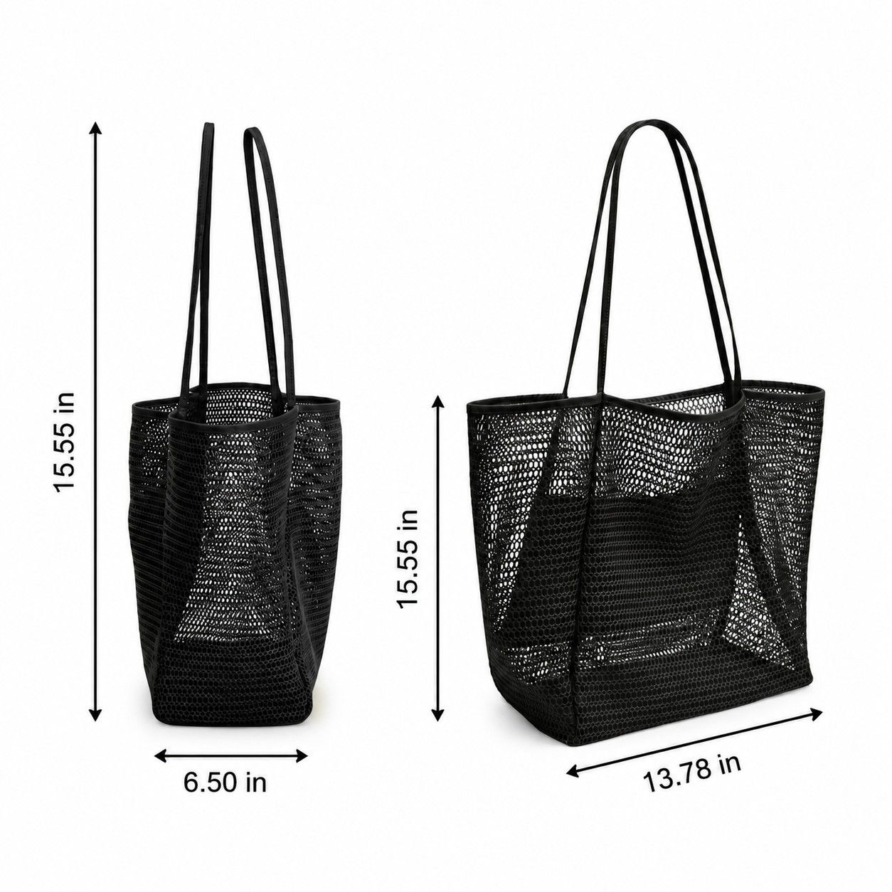 Mesh Tote Bag Large Capacity Lightweight Polyester Shoulder Handbag with Inner Pouch