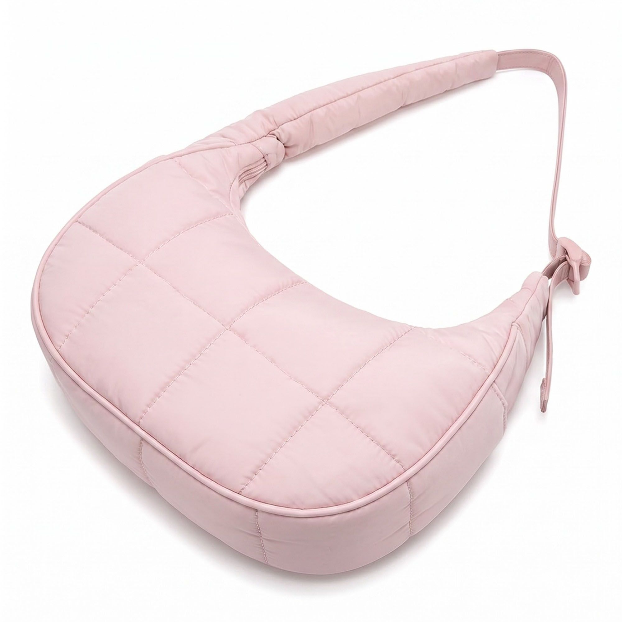 Quilted Hobo Shoulder Bag with Adjustable Strap and Side Pockets 10x4x6.5in