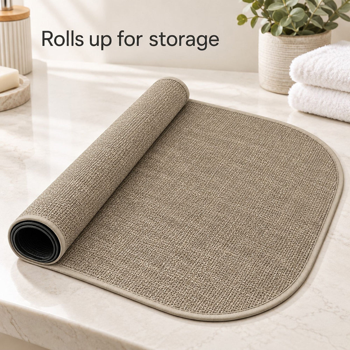 Absorbent Linen Look Bath Mat with Non Slip Backing