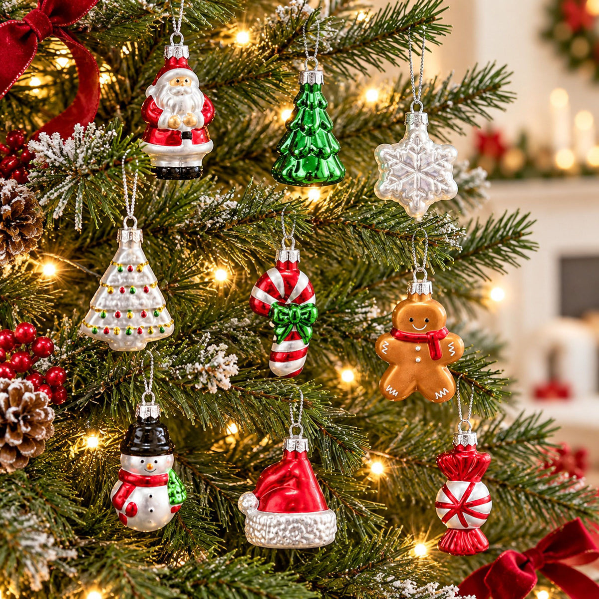 9 Piece Assorted Christmas Tree Hanging Ornament Gift Set