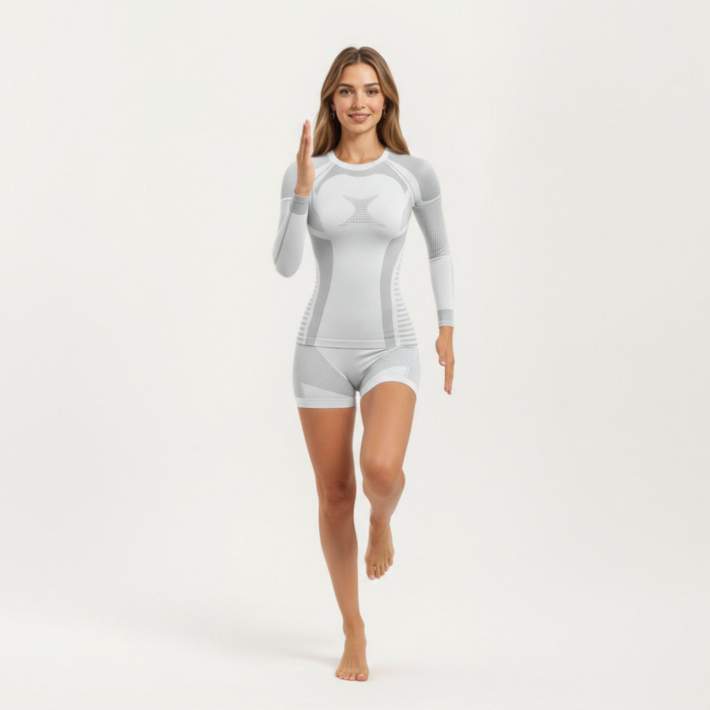 Anna-Kaci Active Women's Long Sleeve Seamless Compression Top with Contoured Mesh Detailing