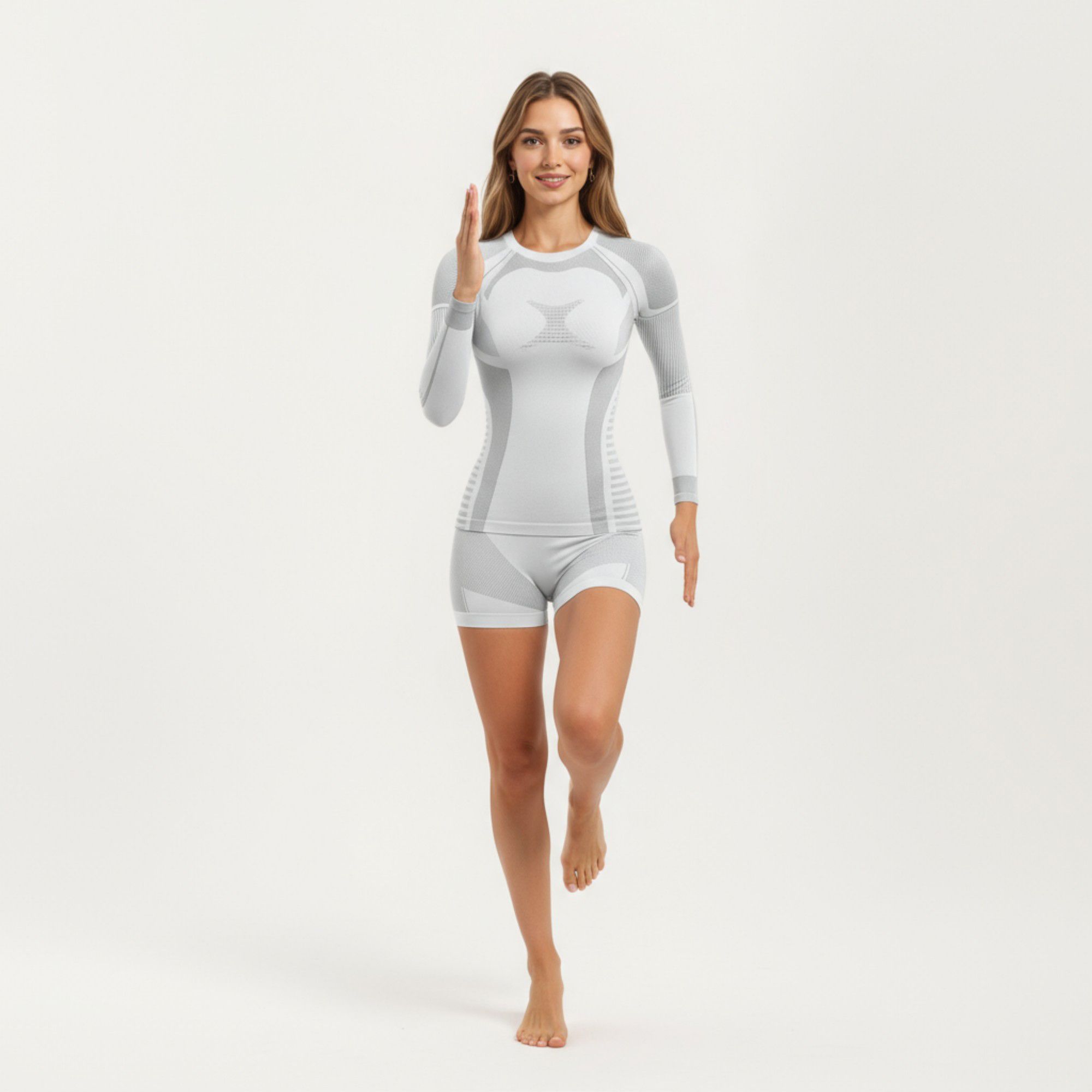 Anna-Kaci Active Women's Long Sleeve Seamless Compression Top with Contoured Mesh Detailing