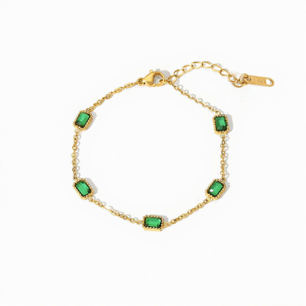 Women's Faceted Gem Station Bracelet with Delicate Linked Chain and Modern Minimalist Detailing for a Refined Everyday Accent