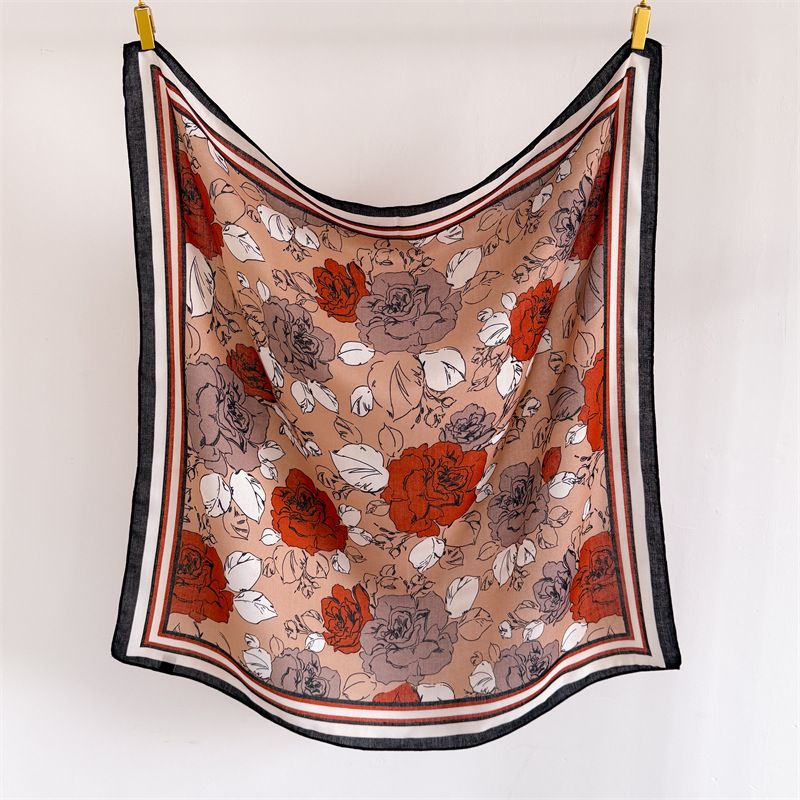 Anna-Kaci Women's Large Floral Square Scarf 35 Inch Lightweight Fashion Head Neck Shawl Wrap