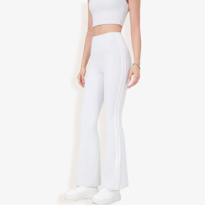 High Waist Flare Legging Pants with Side Stripes