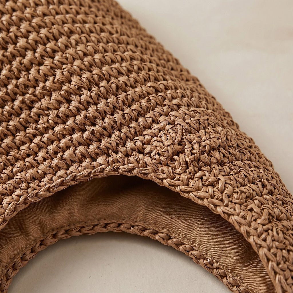 Woven Crochet Hobo Bag with Integrated Strap Slouchy Shoulder Handbag Lightweight Large Capacity Tote