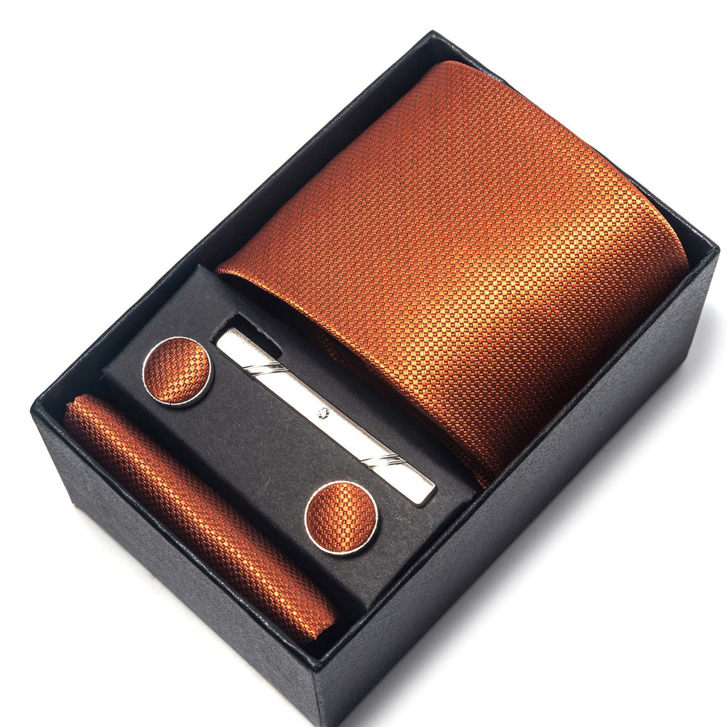 Men's Formal Tie Gift Set with Pocket Square Cufflinks Tie Clip and Gift Box