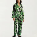 Anna-Kaci Women's 2-Pc Set Button Down Pajama Shirt and Pants Long Sleeve Floral Printed Lounge Sleepwear Set
