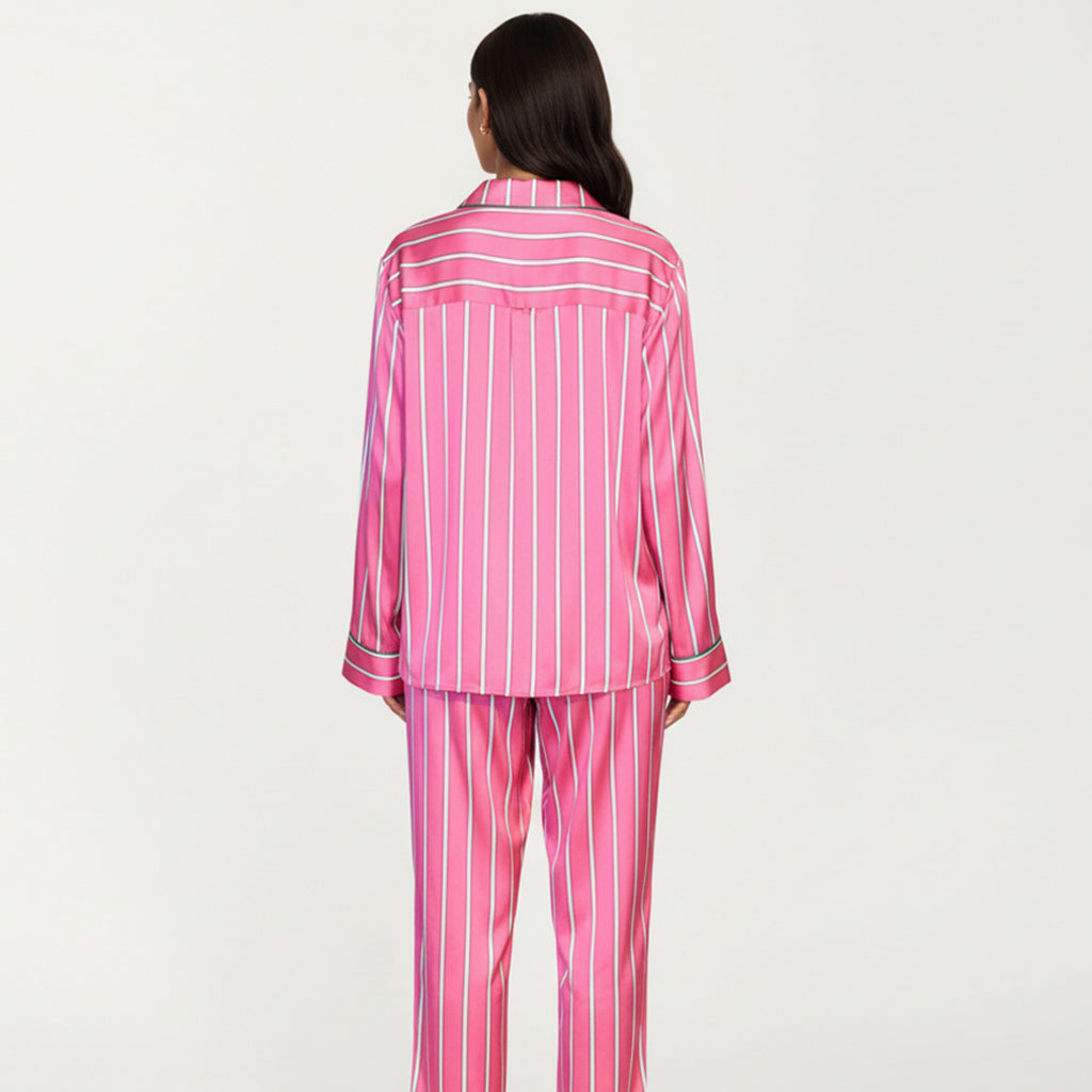 Anna-Kaci Women's 2-Piece Set Button Down Pajama Shirt and Pants Long Sleeve Striped Lounge Sleepwear Set