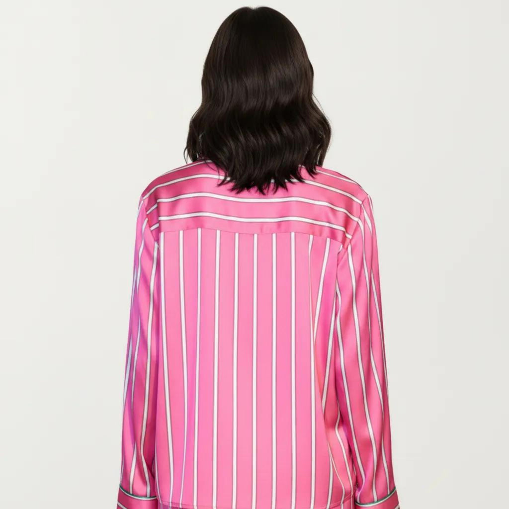 Anna-Kaci Women's 2-Piece Set Button Down Pajama Shirt and Pants Long Sleeve Striped Lounge Sleepwear Set