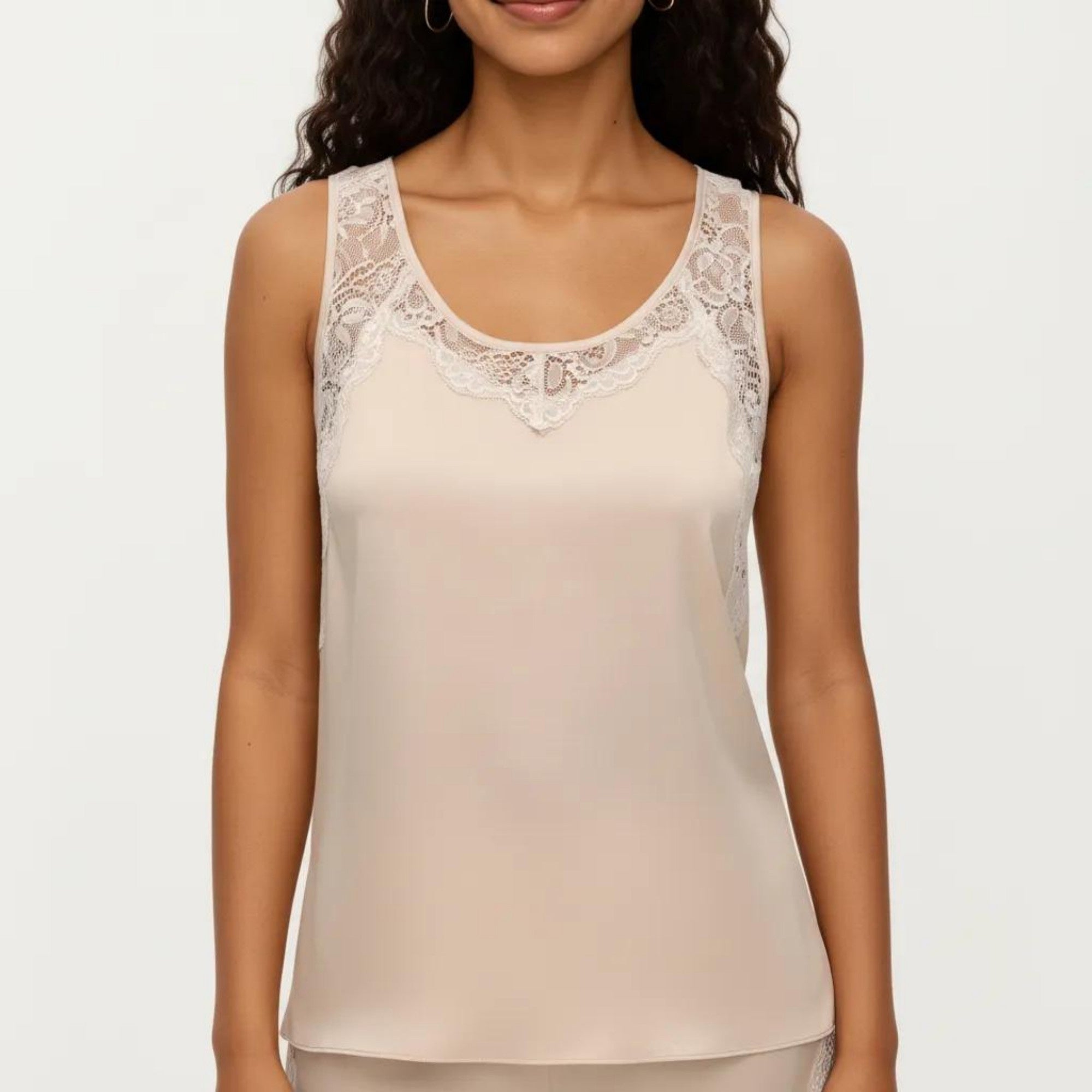 Anna-Kaci Women's 2-Piece Set Satin Pajama Tank Top and Shorts with Lace Trim Sleeveless Relaxed Fit Sleepwear