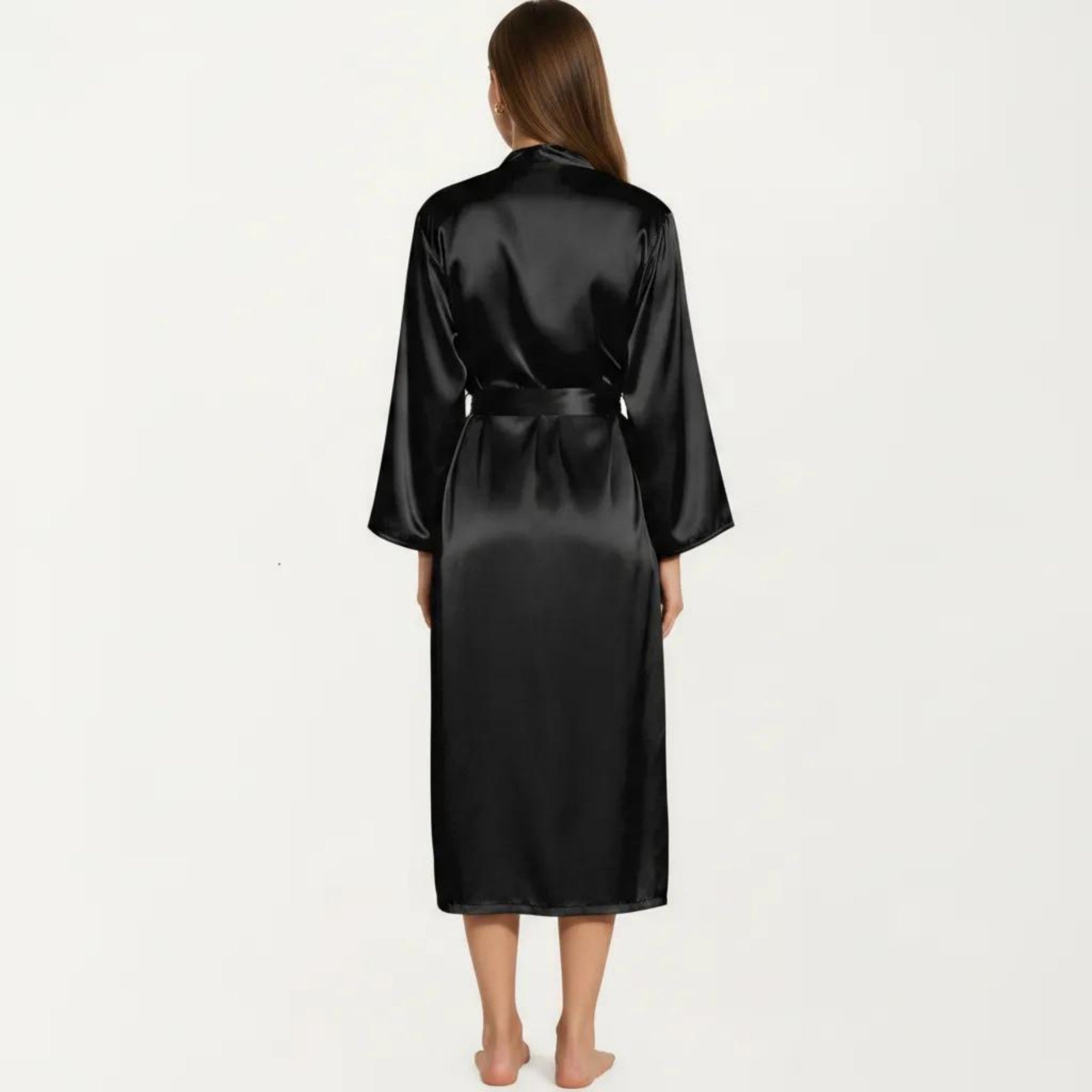 Anna-Kaci Women's 2-Piece Set Satin Sleepwear Slip Dress with Matching Long Sleeve Robe Silky Pajama Set
