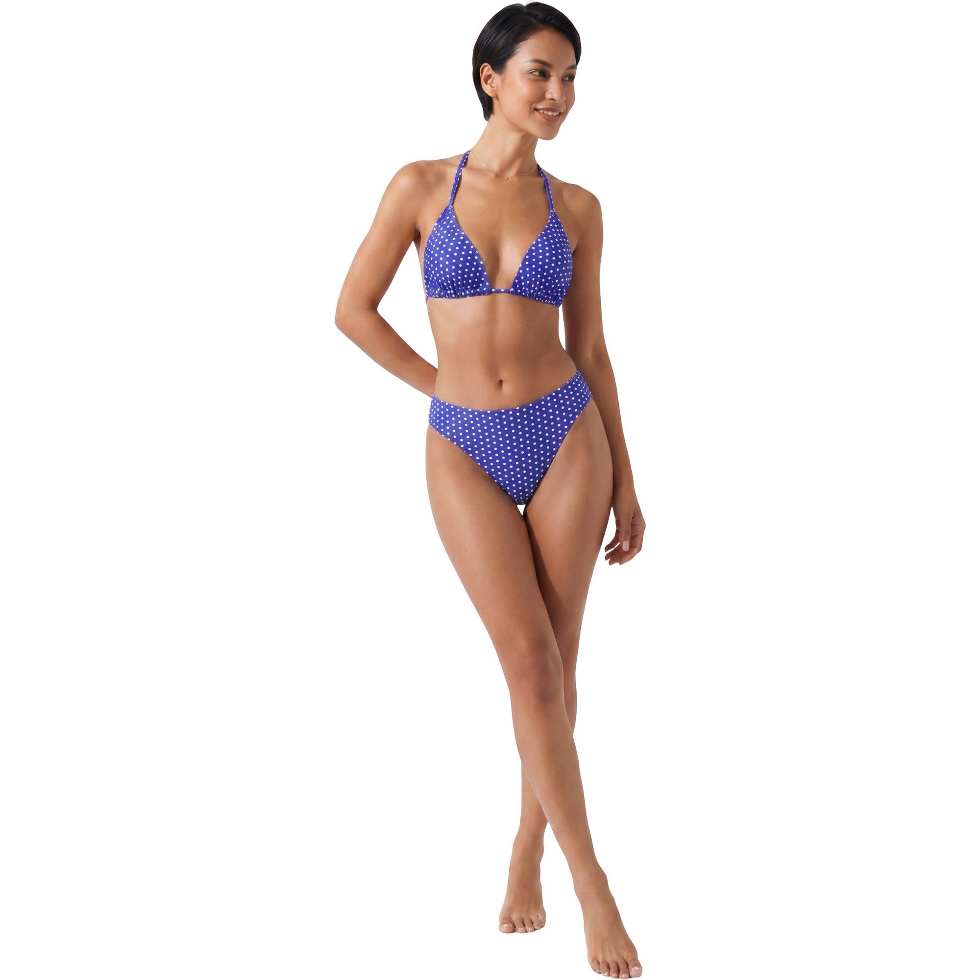Anna-Kaci Swim Women's Polka Dot Triangle Bikini Set with Halter Neck Design