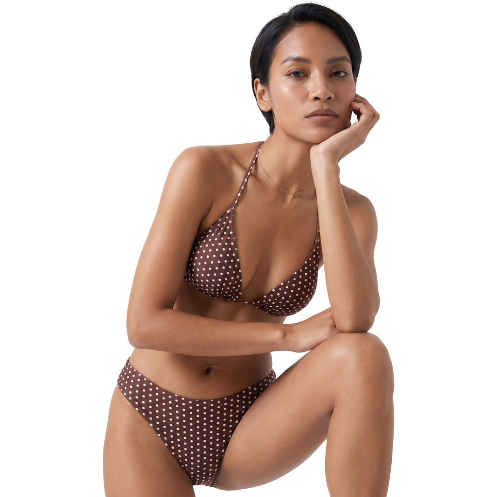 Anna-Kaci Swim Women's Polka Dot Triangle Bikini Set with Halter Neck Design
