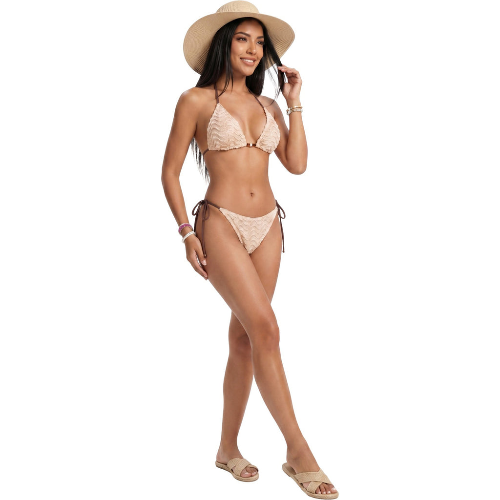 Anna-Kaci Swim Women's Textured Triangle Bikini Set