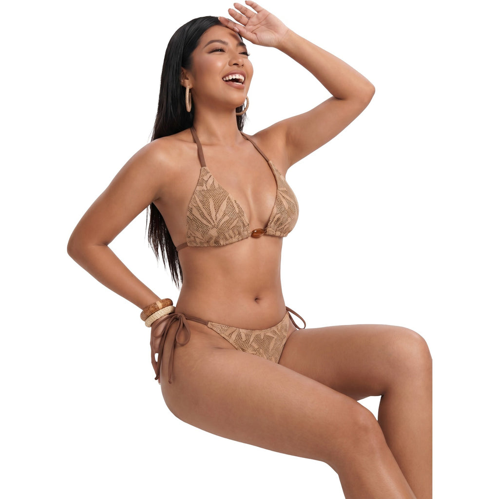 Anna-Kaci Swim Women's Leaf Motif Textured Bikini Set