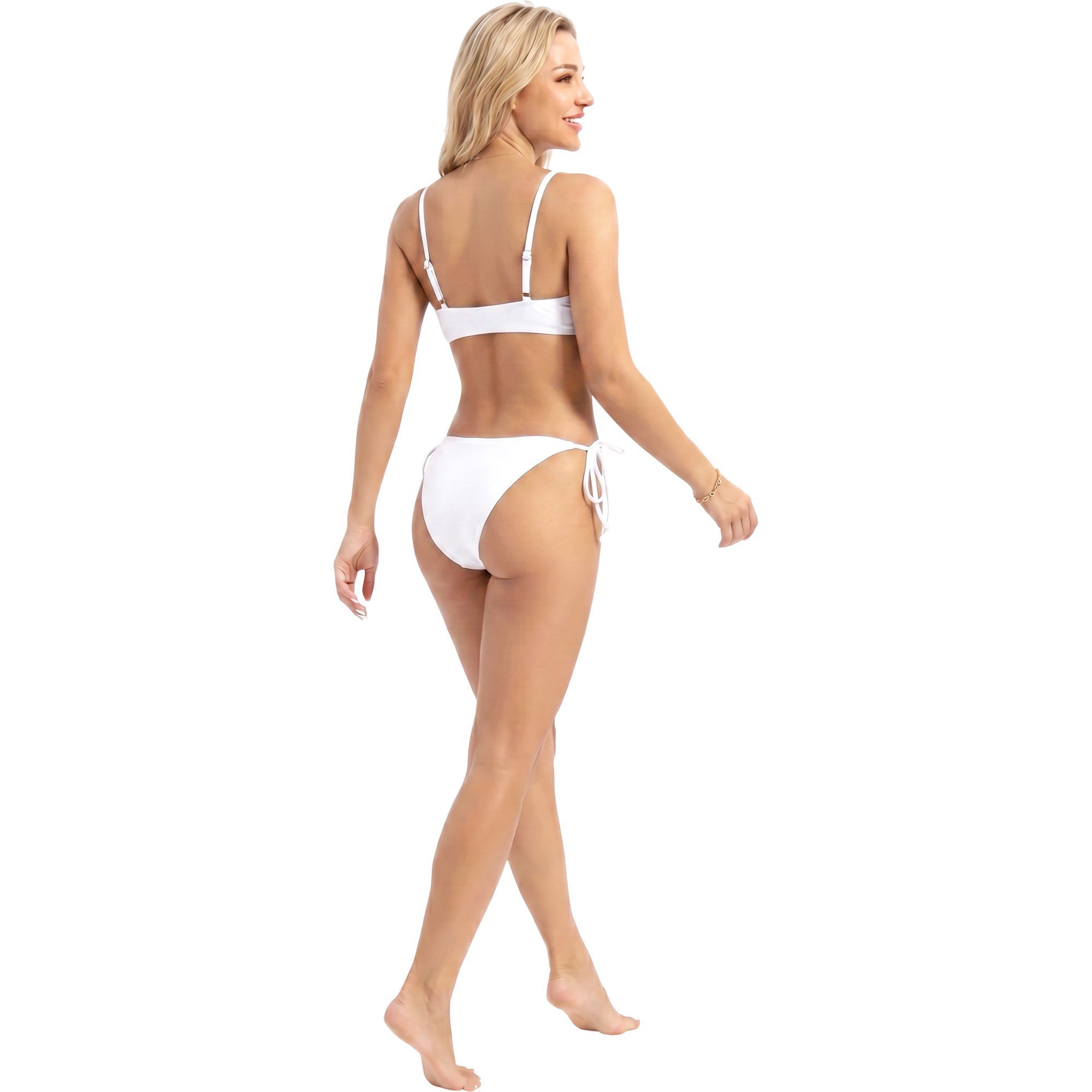 Anna-Kaci Swim Women's Ribbed Tie Front Bikini Set