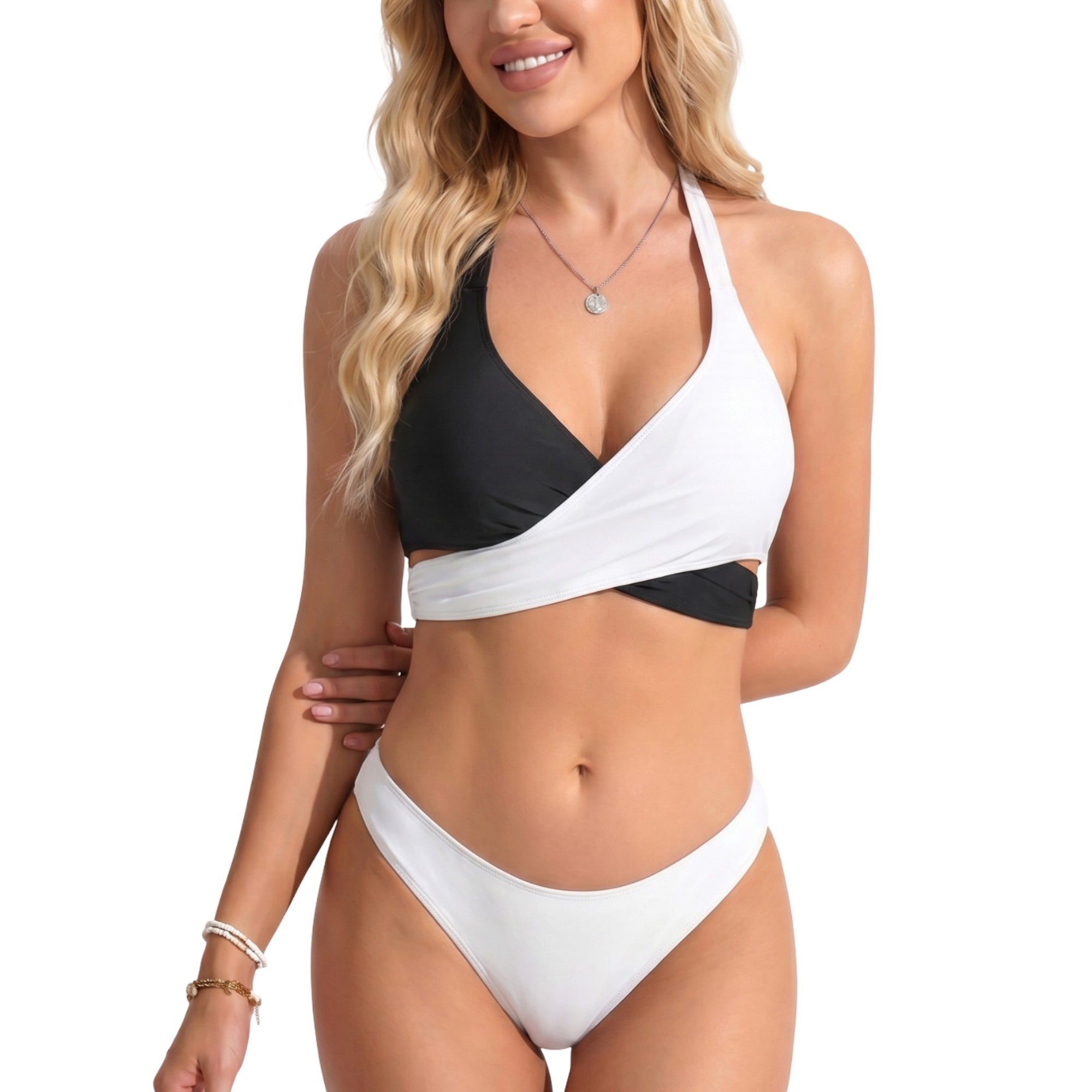 Anna-Kaci Swim Women's High Waisted Patterned Bikini Set