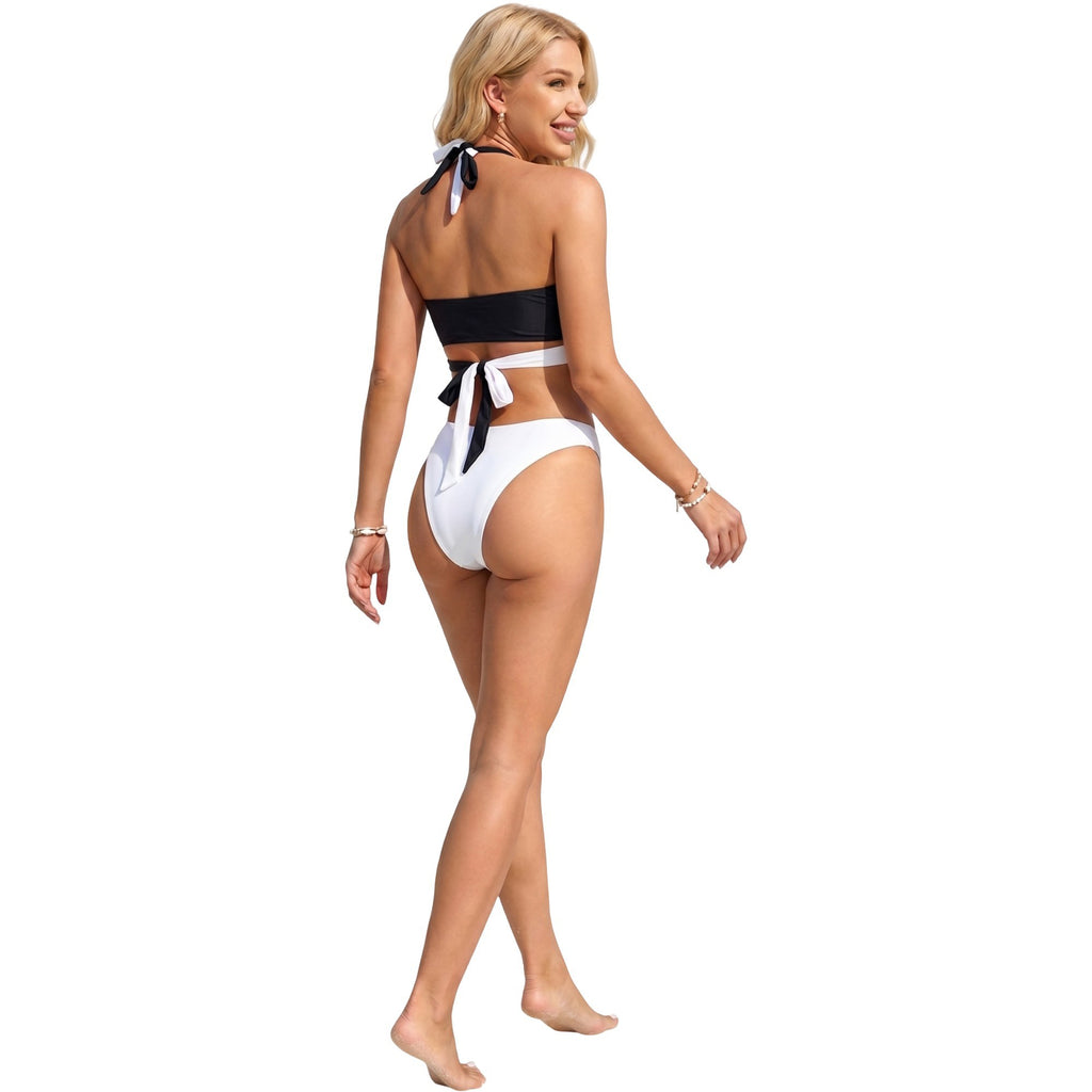 Anna-Kaci Swim Women's High Waisted Patterned Bikini Set