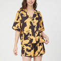 Anna-Kaci Lounge Women's 2-Piece Abstract Print Short Pajama Set with Button Front Top and Matching Shorts
