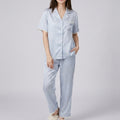 Anna-Kaci Lounge Women's 2-Piece Striped Pajama Set with Short Sleeve Button Top and Wide Leg Pants