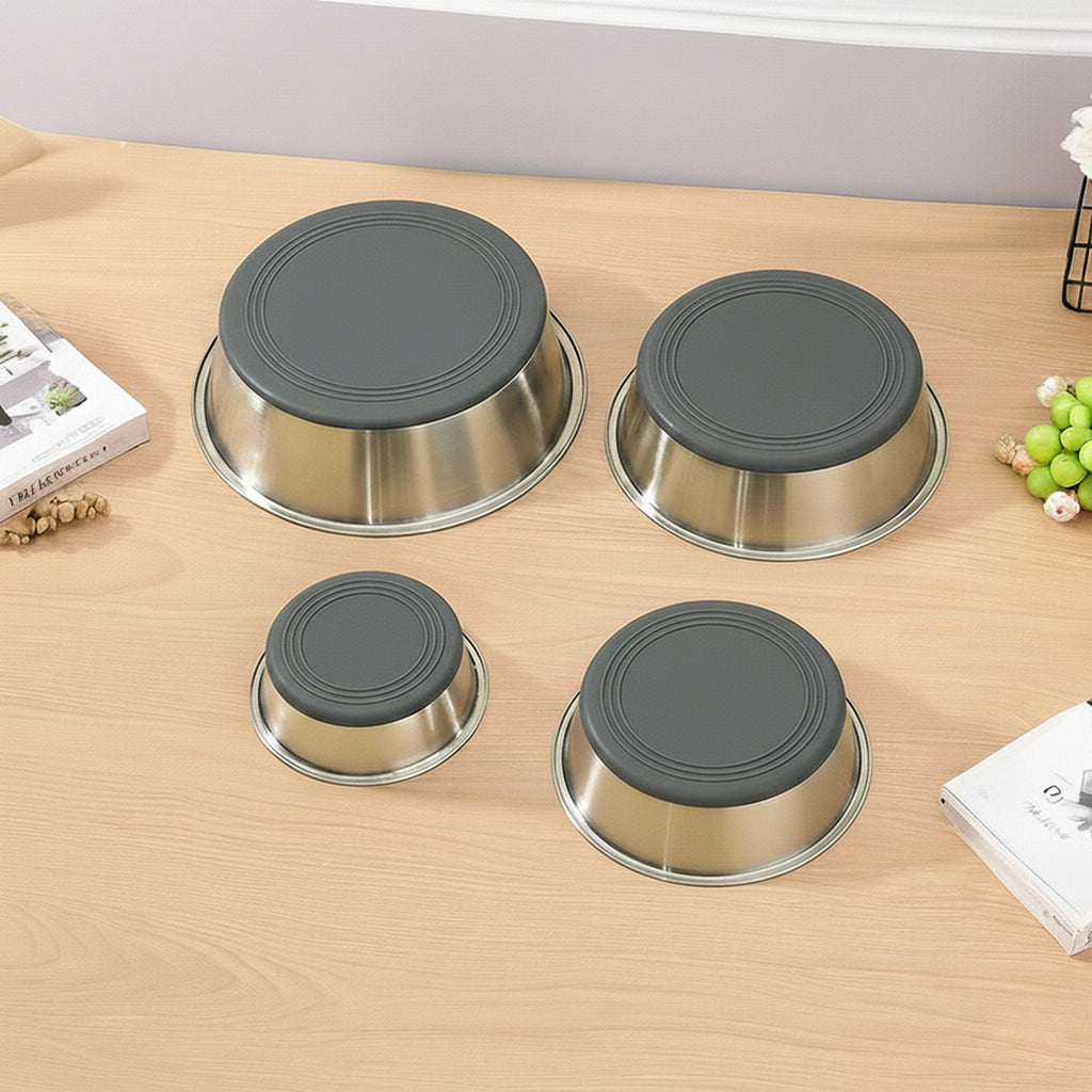 Anna-Kaci 2 Pack Stainless Steel Dog Bowls with Non-Slip Base, Durable Pet Feeding Bowls