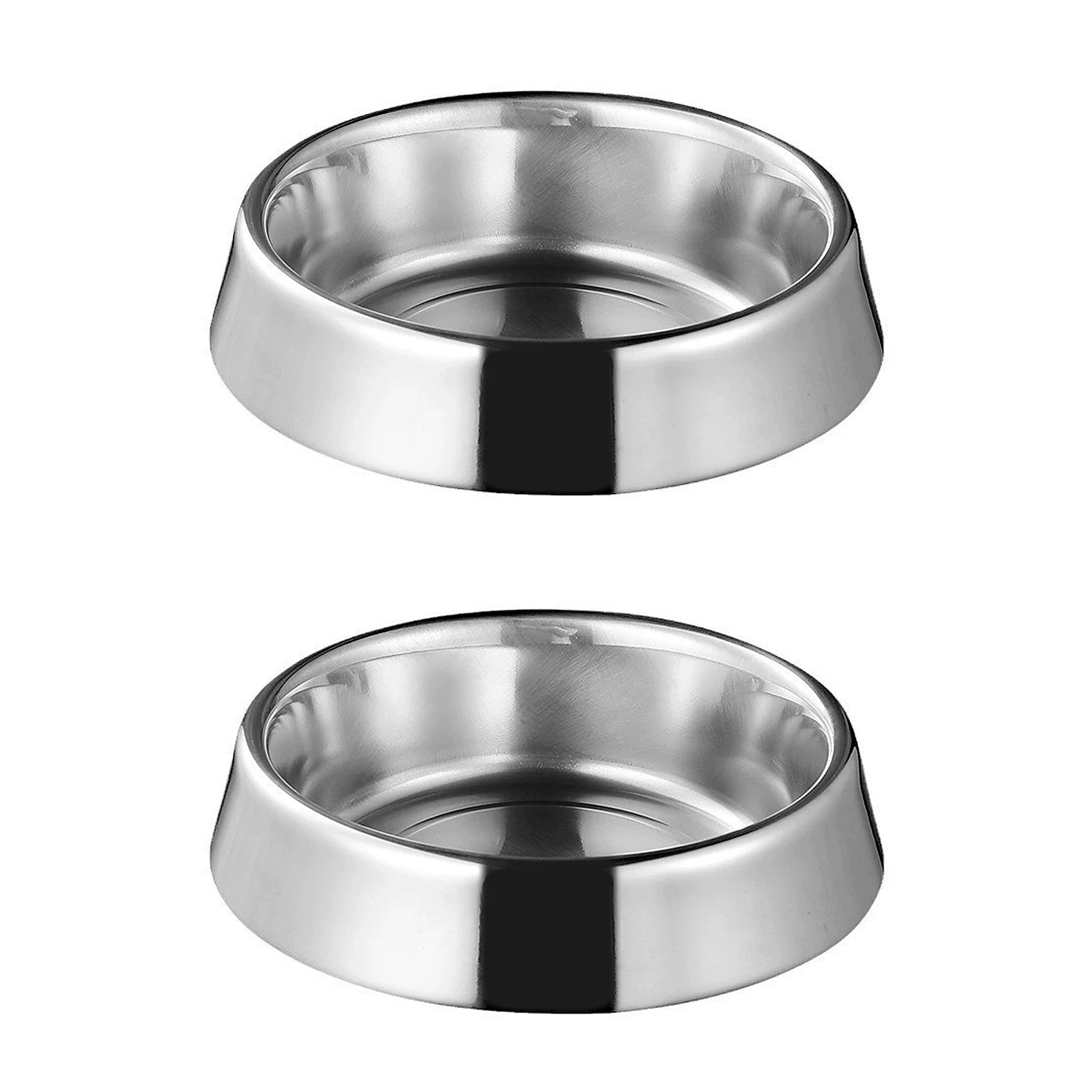 Anna-Kaci Stainless Steel Non-Slip Pet Bowls Set of 2 Food and Water Bowls for Cats and Small Dogs