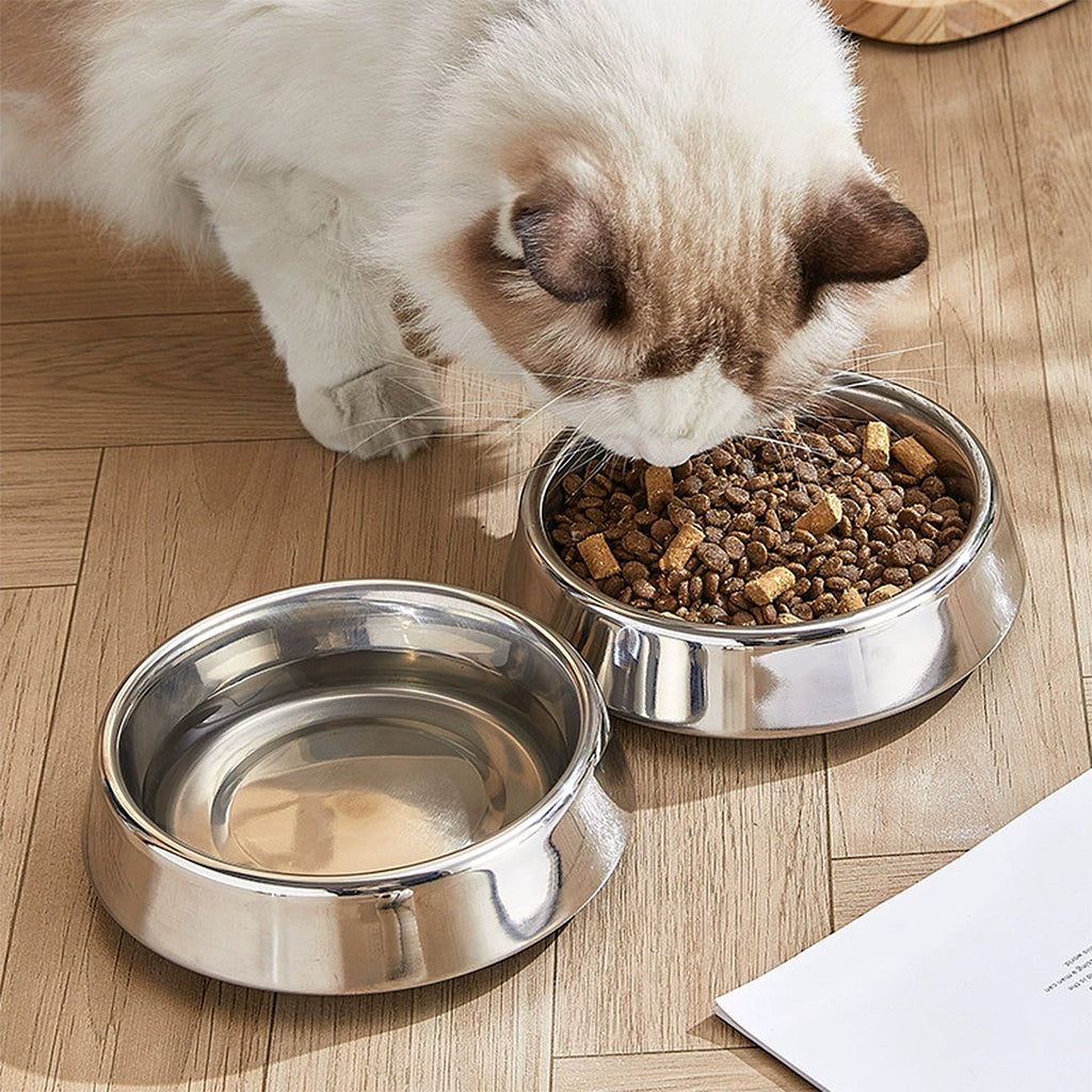Anna-Kaci Stainless Steel Non-Slip Pet Bowls Set of 2 Food and Water Bowls for Cats and Small Dogs