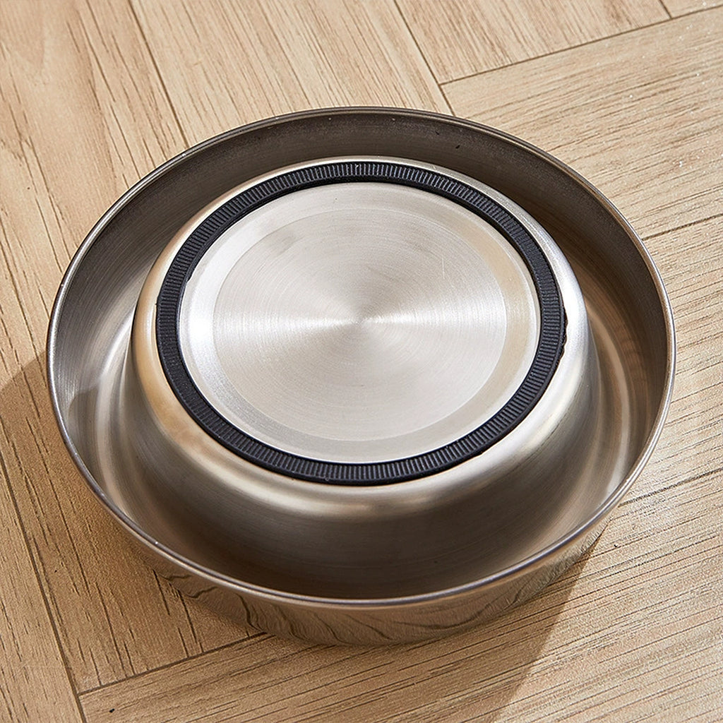 Anna-Kaci Stainless Steel Non-Slip Pet Bowls Set of 2 Food and Water Bowls for Cats and Small Dogs