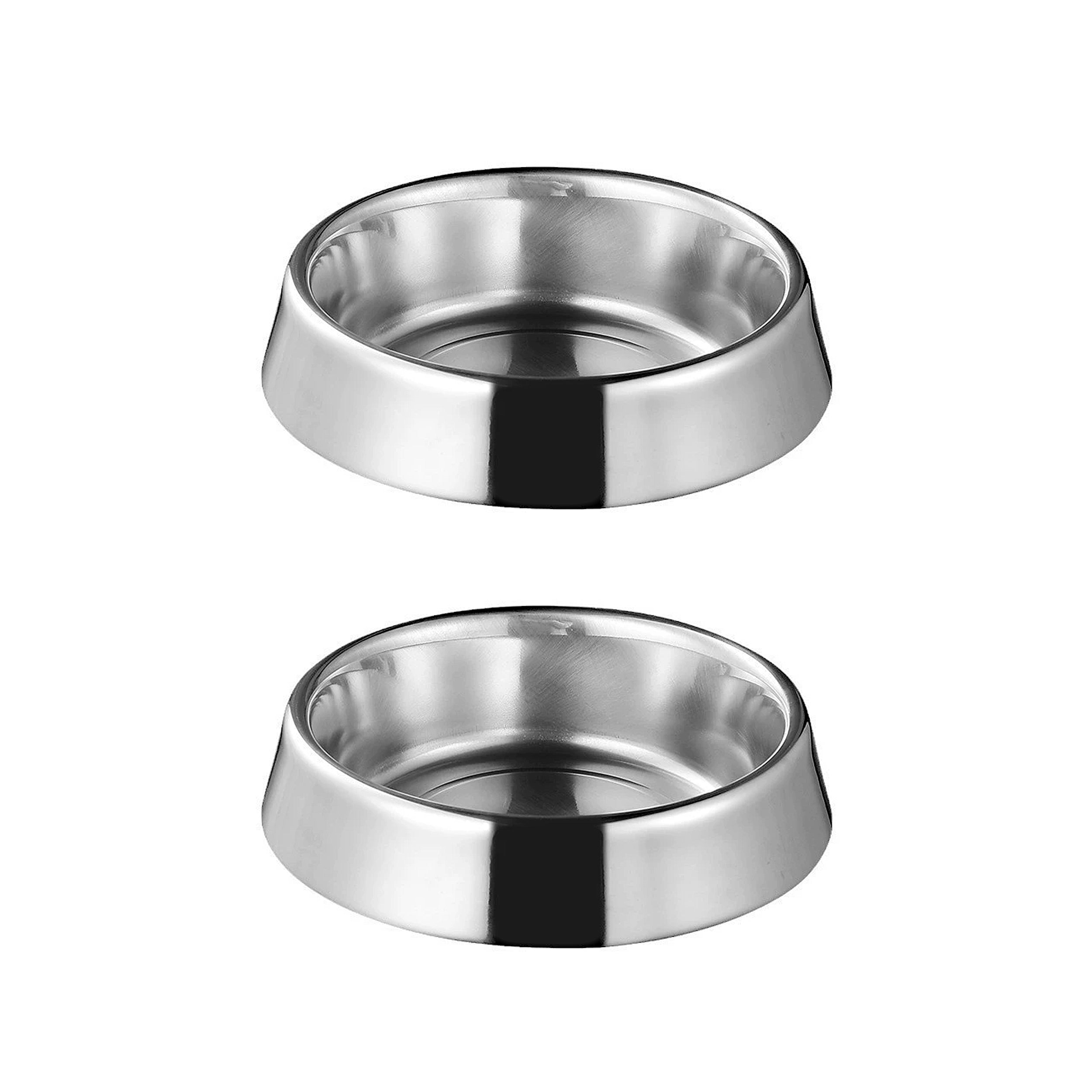 Anna-Kaci Stainless Steel Non-Slip Pet Bowls Set of 2 Food and Water Bowls for Cats and Small Dogs