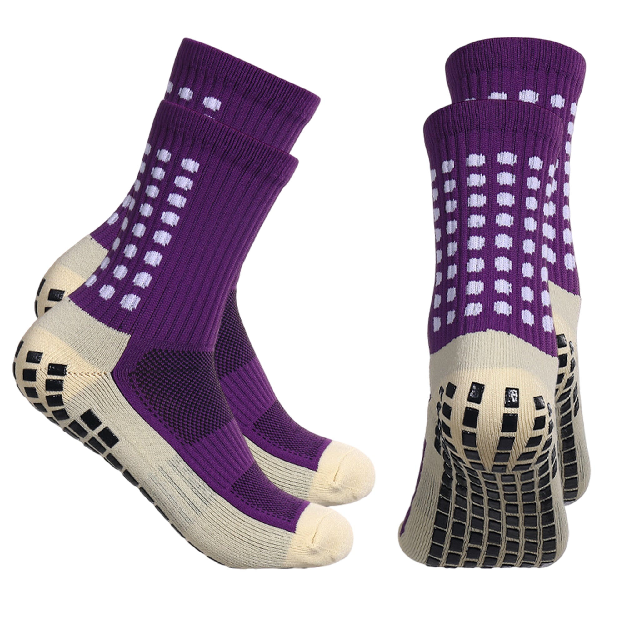 Anna-Kaci Unisex Non Slip Grip Athletic Socks Breathable Soccer Training Sports Socks 2 Pack
