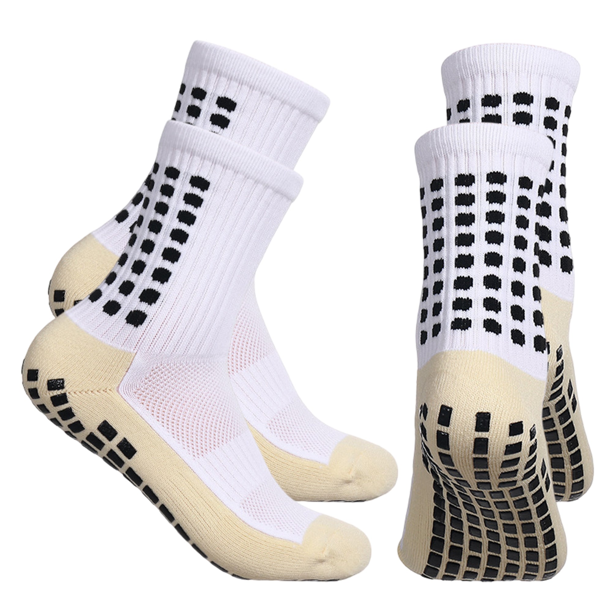 Anna-Kaci Unisex Non Slip Grip Athletic Socks Breathable Soccer Training Sports Socks 2 Pack