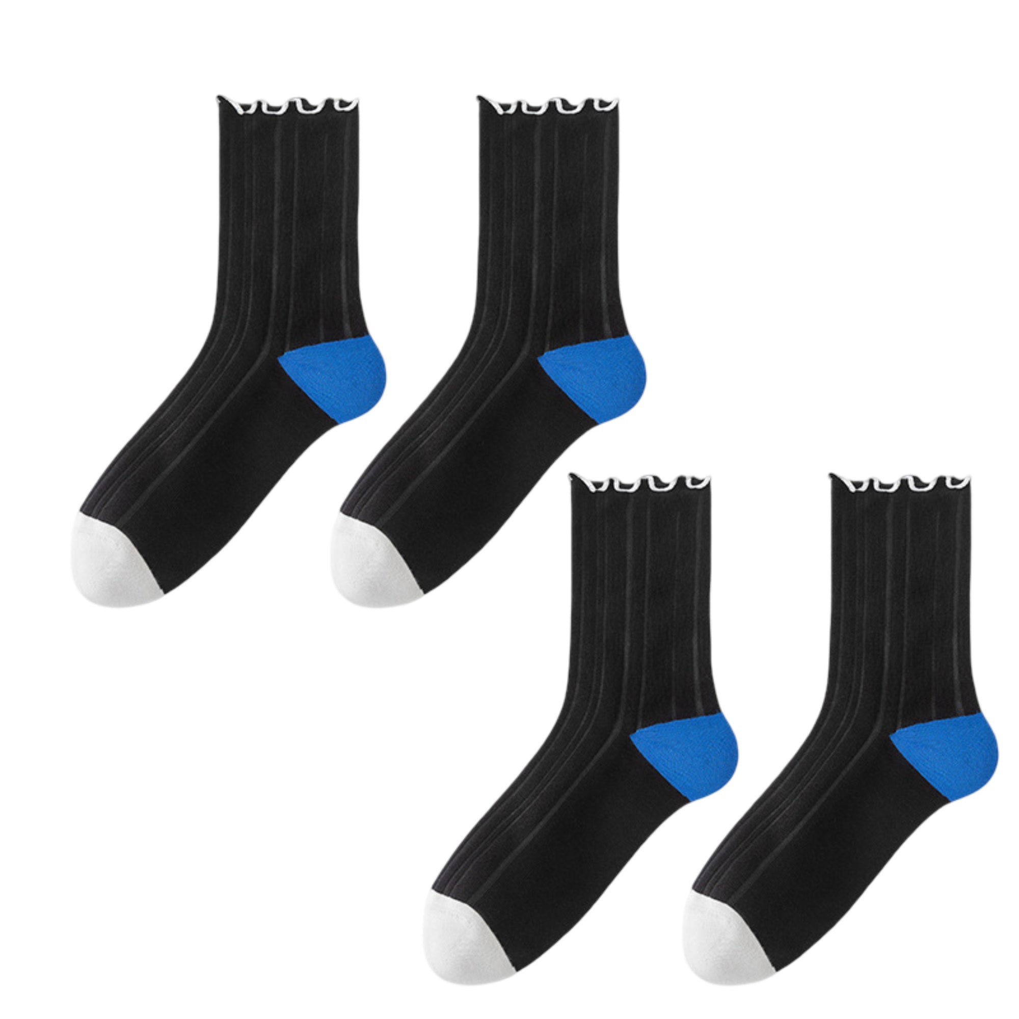 Anna-Kaci Cotton Crew Socks Color Block Casual Fashion Socks Soft Breathable Stretch Ribbed Socks 2 Pack