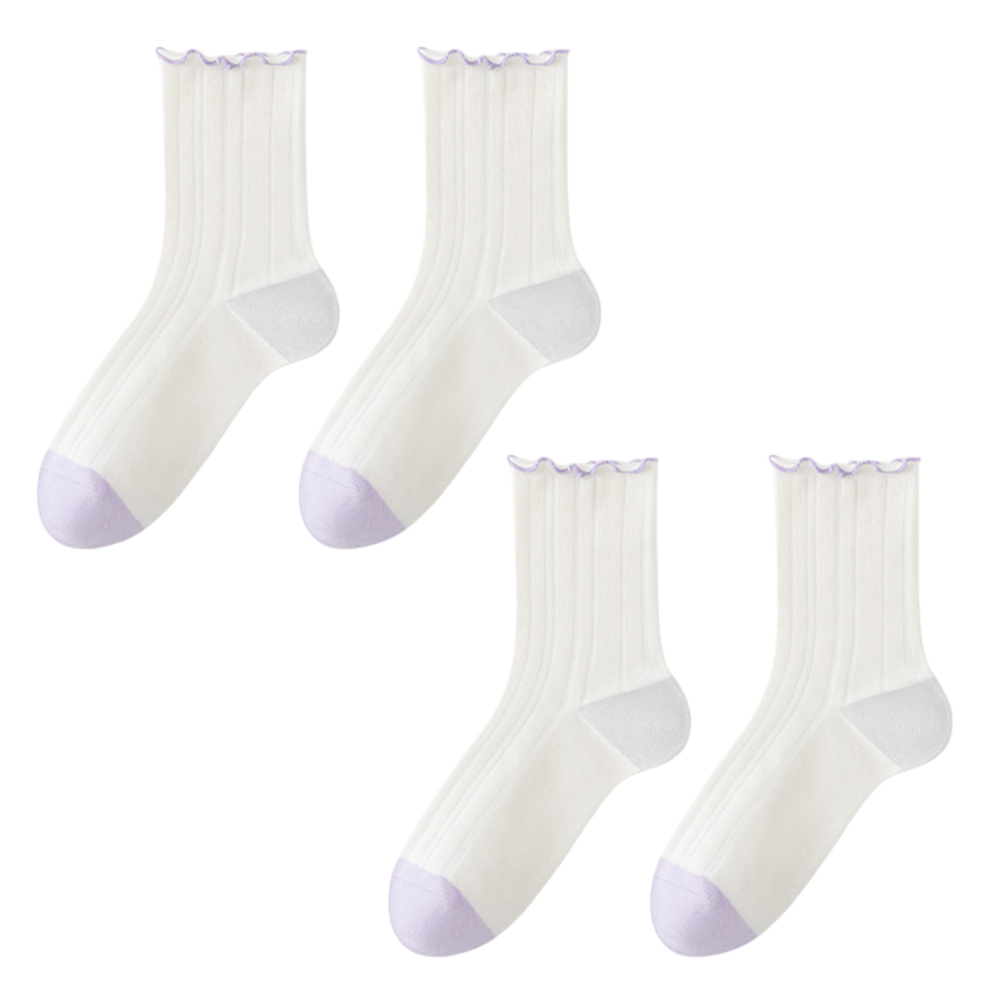 Anna-Kaci Cotton Crew Socks Color Block Casual Fashion Socks Soft Breathable Stretch Ribbed Socks 2 Pack