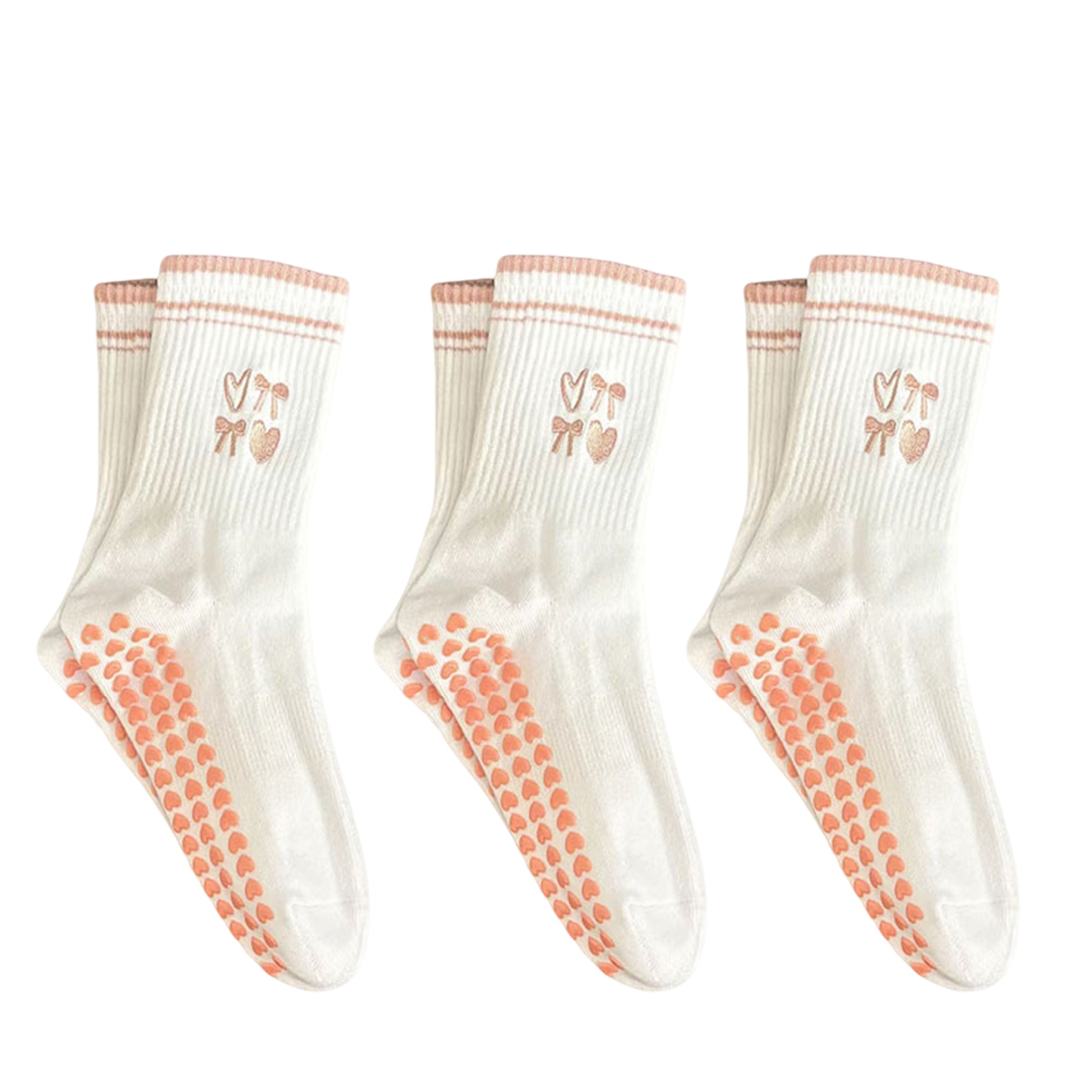 Anna-Kaci Non Slip Grip Yoga Socks Crew Socks Pilates Barre Dance Workout Breathable Athletic Socks 3 Pack