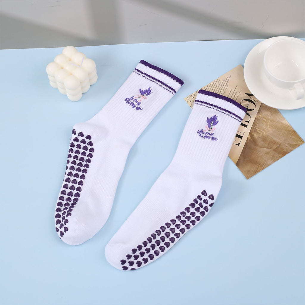 Anna-Kaci Non Slip Grip Yoga Socks Crew Socks Pilates Barre Dance Workout Breathable Athletic Socks 3 Pack