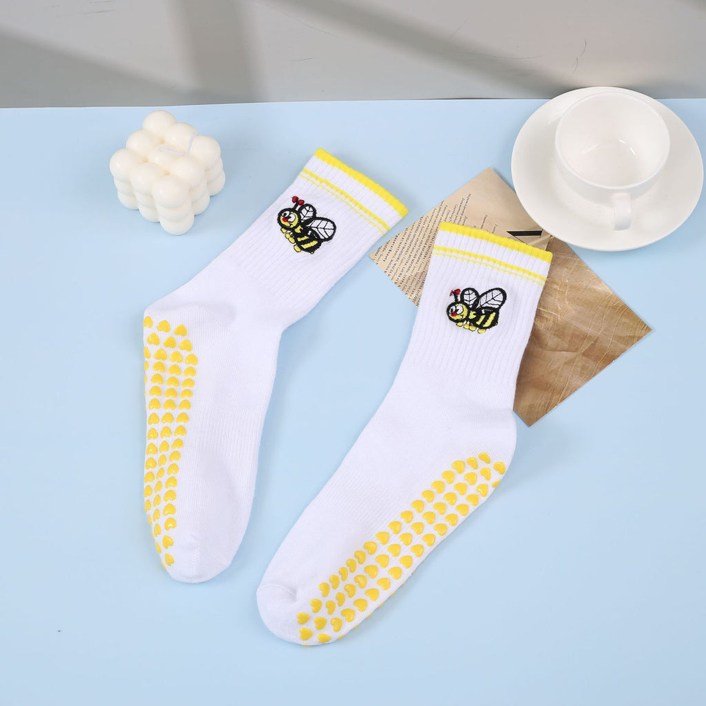 Anna-Kaci Non Slip Grip Yoga Socks Crew Socks Pilates Barre Dance Workout Breathable Athletic Socks 3 Pack