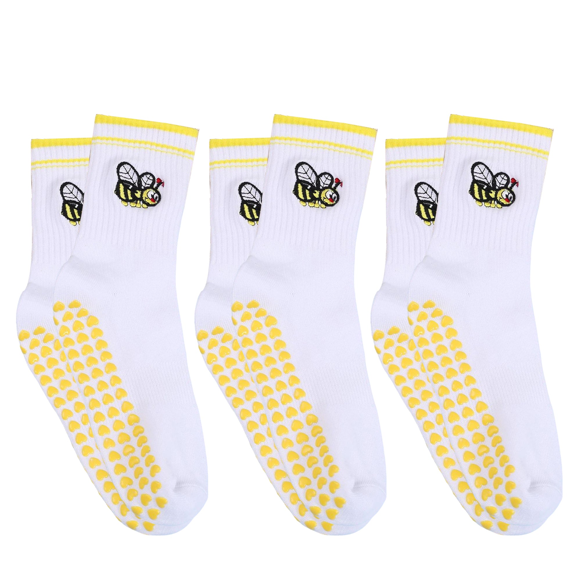 Anna-Kaci Non Slip Grip Yoga Socks Crew Socks Pilates Barre Dance Workout Breathable Athletic Socks 3 Pack