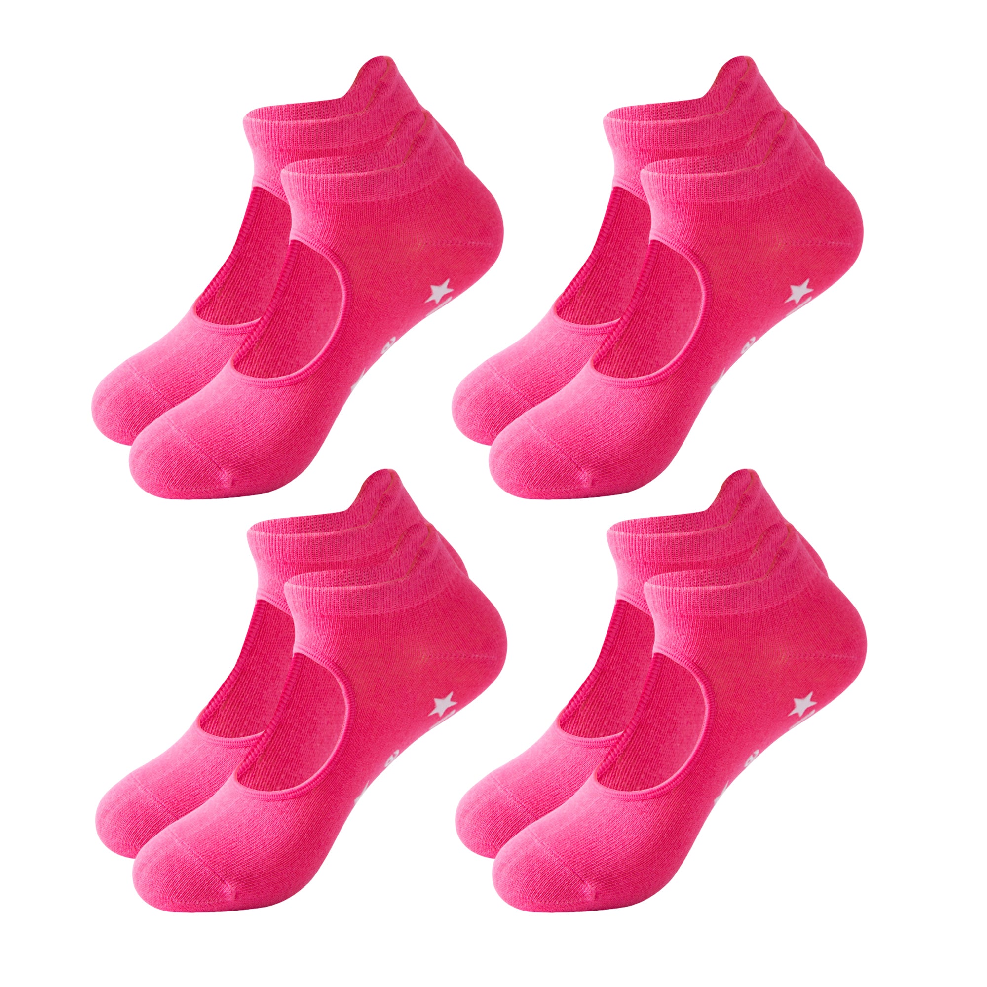 Anna-Kaci Non Slip Yoga Grip Socks Open Instep Pilates Barre Workout Socks Low Cut Athletic Socks 4 Pack
