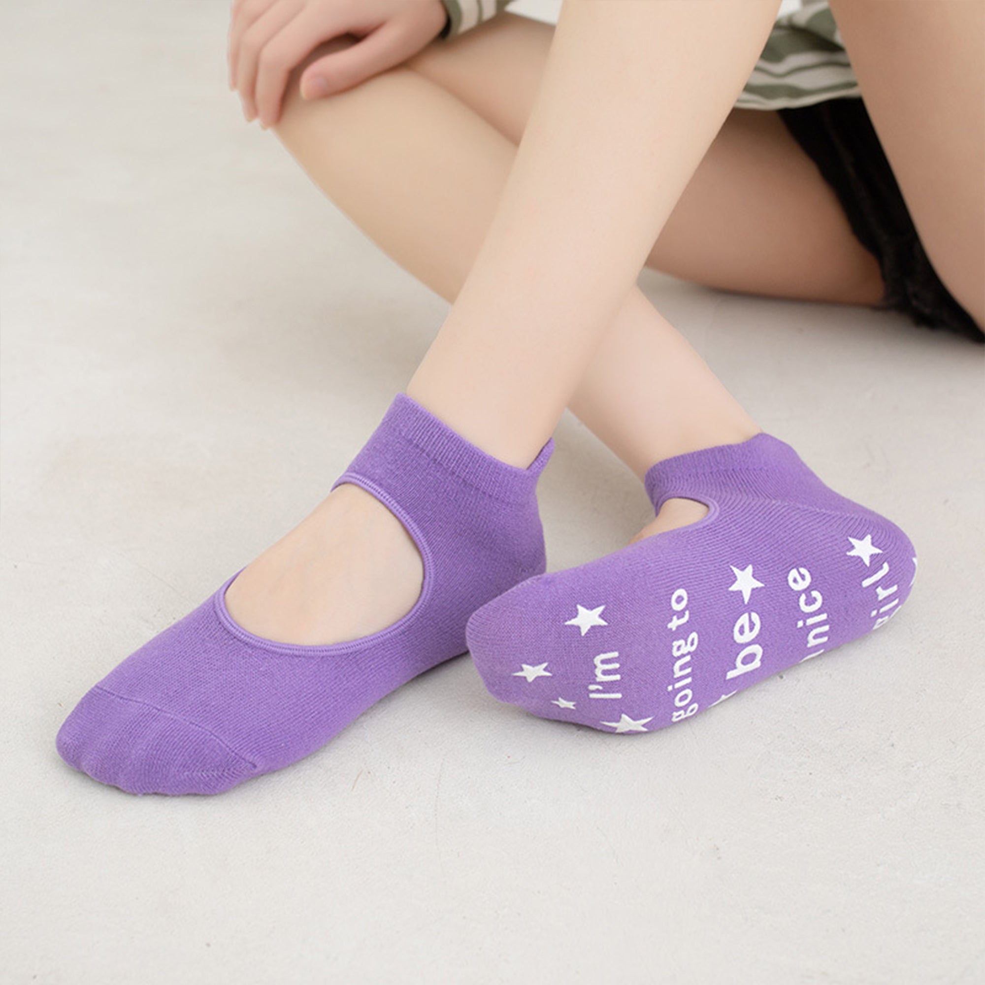 Anna-Kaci Non Slip Yoga Grip Socks Open Instep Pilates Barre Workout Socks Low Cut Athletic Socks 4 Pack