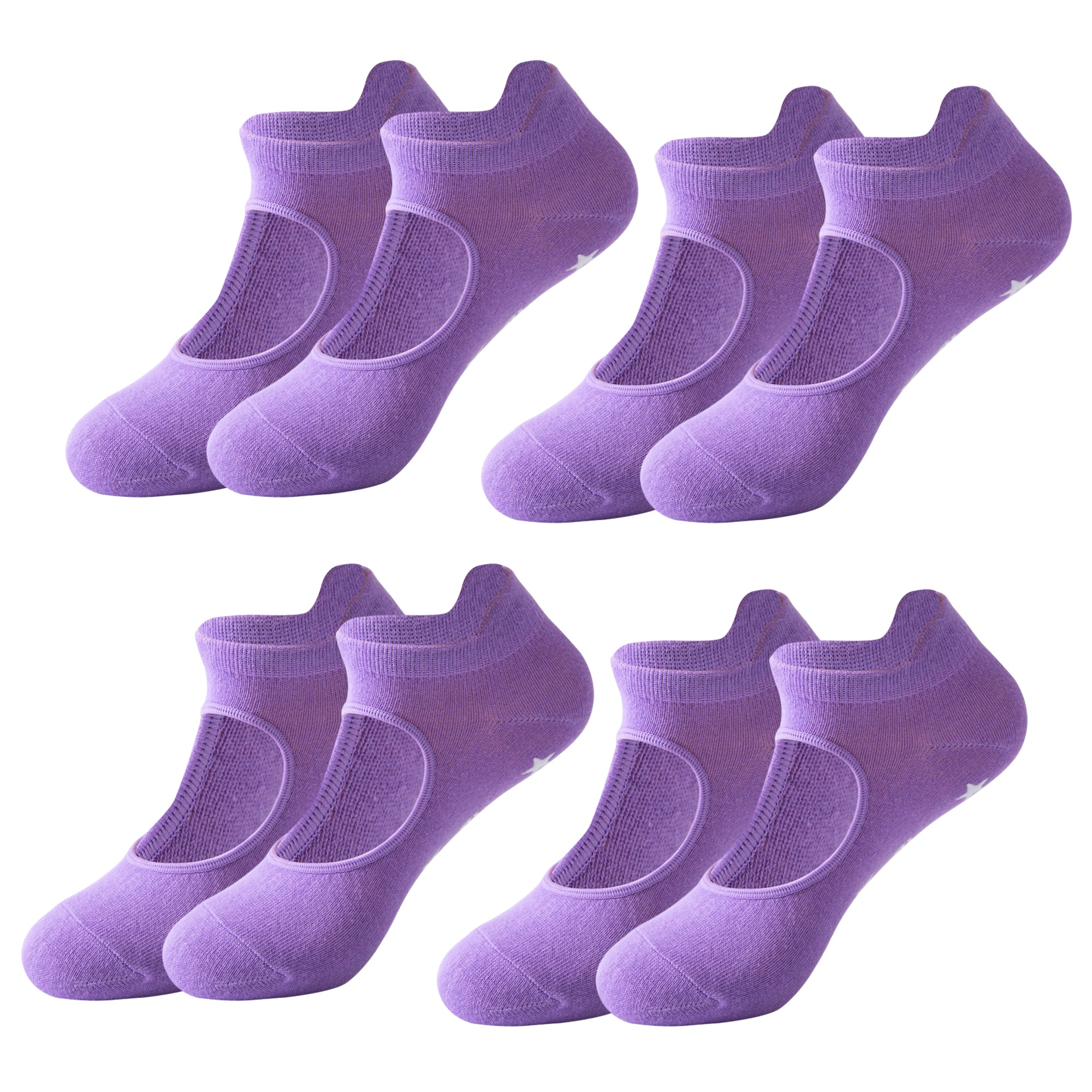 Anna-Kaci Non Slip Yoga Grip Socks Open Instep Pilates Barre Workout Socks Low Cut Athletic Socks 4 Pack