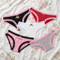Anna-Kaci Womens 5 Pack Heart Print Lace Trim Bikini Underwear
