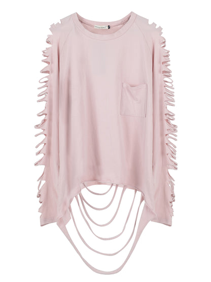 Ripped Long-Sleeve Pullover Top